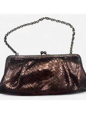 Donald Pliner -  Metallic Brown Snakeskin Clutch Bag, Vintage